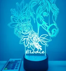 Lampe tète de cheval et fleurs