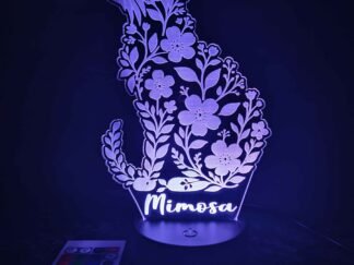 Lampe chat fleuri
